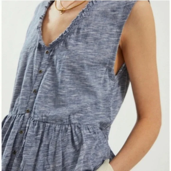 Pilcro Chrissy Striped Layered Babydoll Tank Top Size Large - Picture 2 of 8